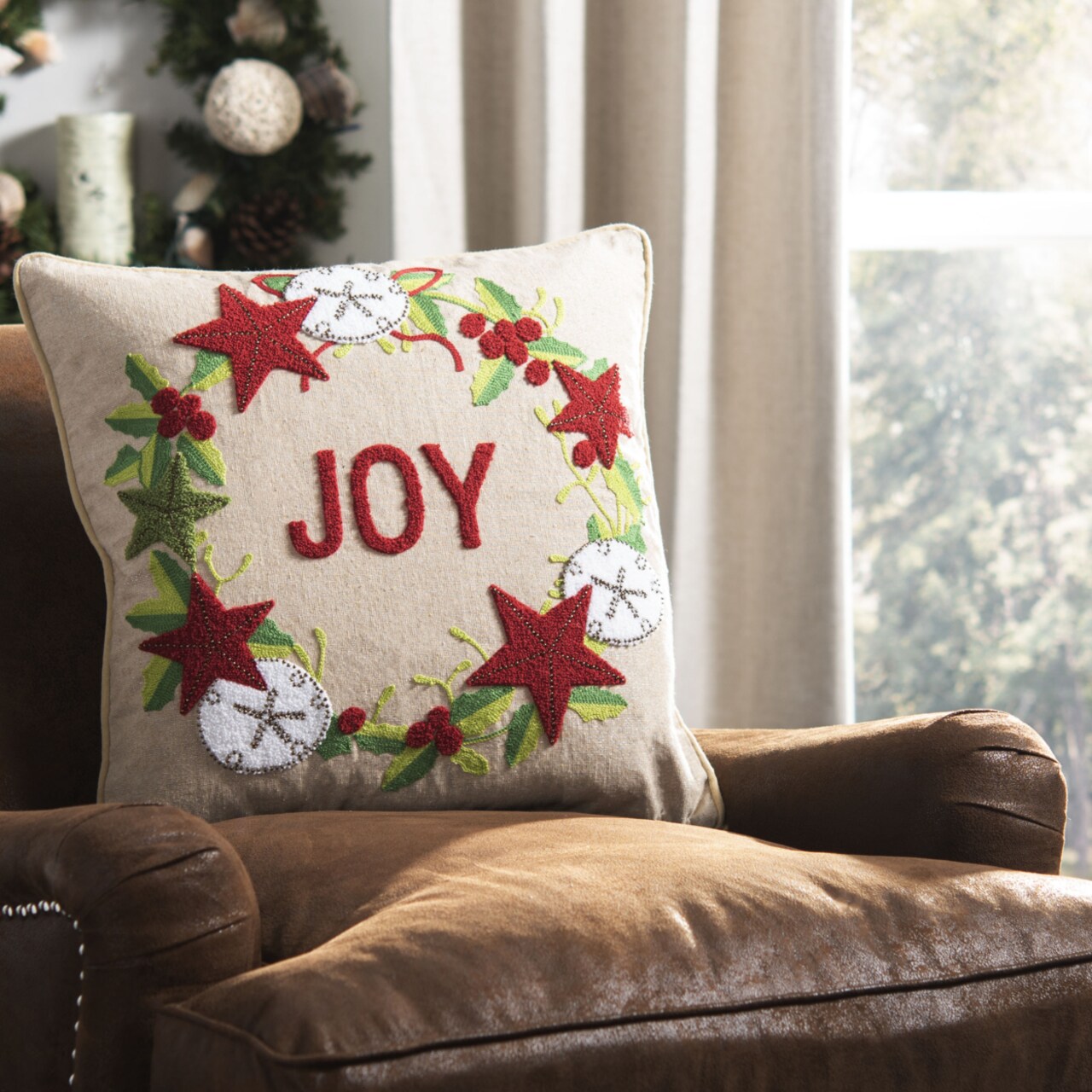 Safavieh Jolly Joy Pillow Assorted Christmas Pillow Jolly Holiday Pillow Thow